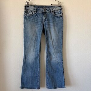 Silver Jeans Suki Mid Rise Bootcut Blue Denim Jeans Low Rise Size 31/32 Y2K Vtg